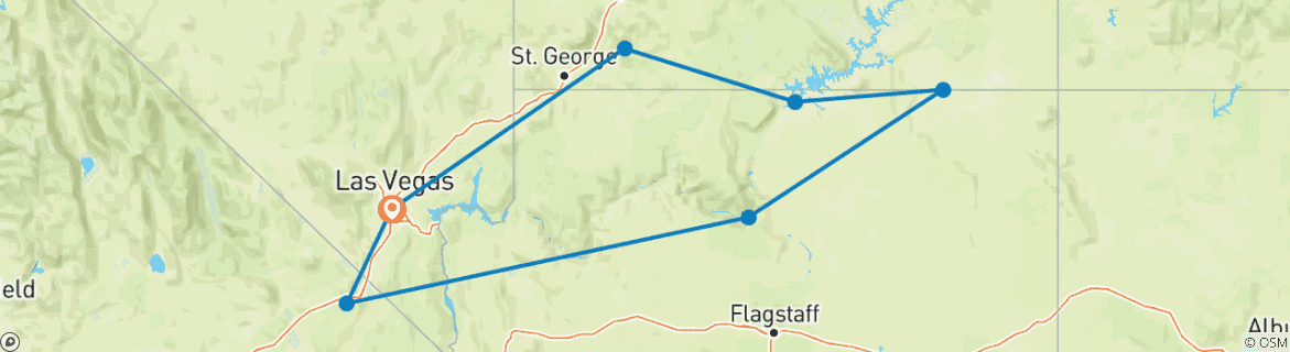 Map of Southwest National Parks Winter - 3 days