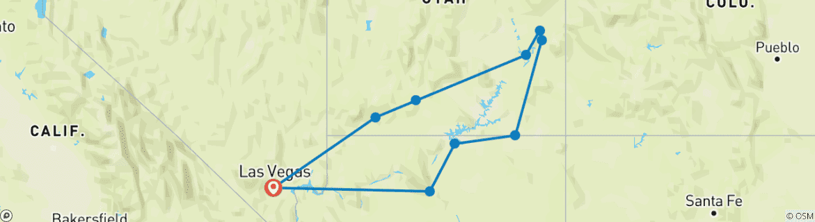 Map of Super Southwest USA (Camping) - 7 days