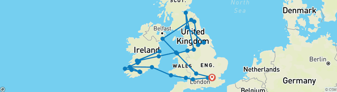 Map of Britain and Ireland Experience (2024/2025, 12 Days) (37 destinations)