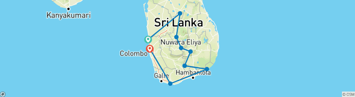 Image d'une carte montrant l'itinéraire du circuit