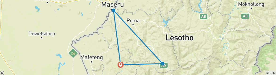 Foto van een kaart met de route van de rondreis