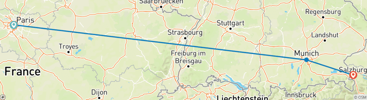 Mapa de París y Múnich en una semana