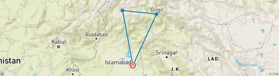Image d'une carte montrant l'itinéraire du circuit