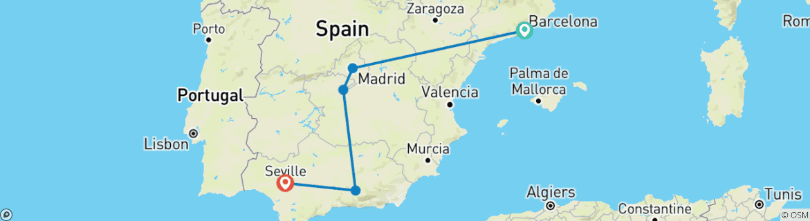 Map of Best of Spain Small Group Tour