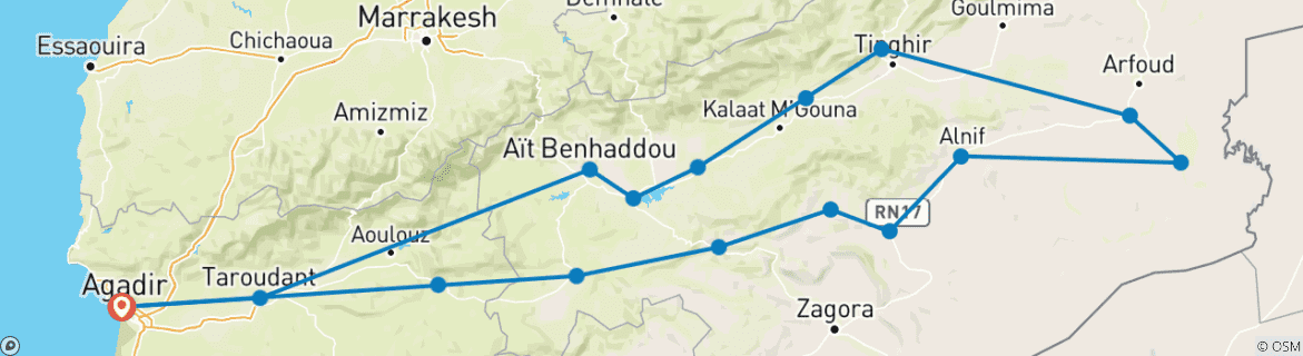 Imagen de un mapa que muestra la ruta del circuito