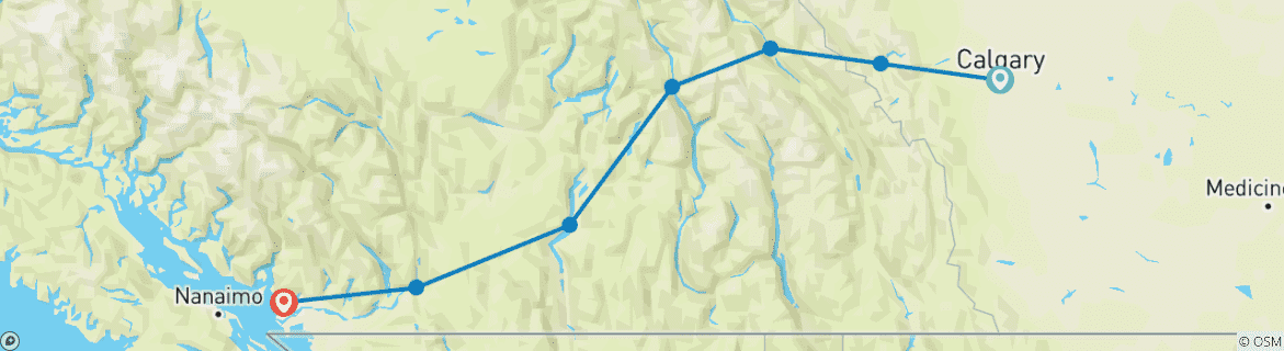 Map of Six Mountain National Parks to the West Coast