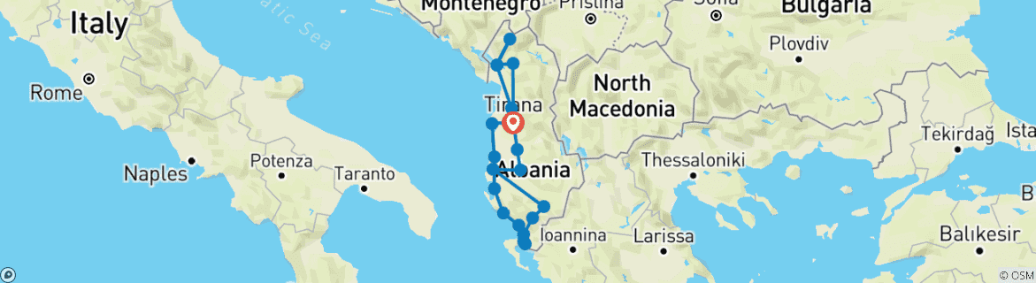 Map of Full Albanian Experience: A 10 Day Tour