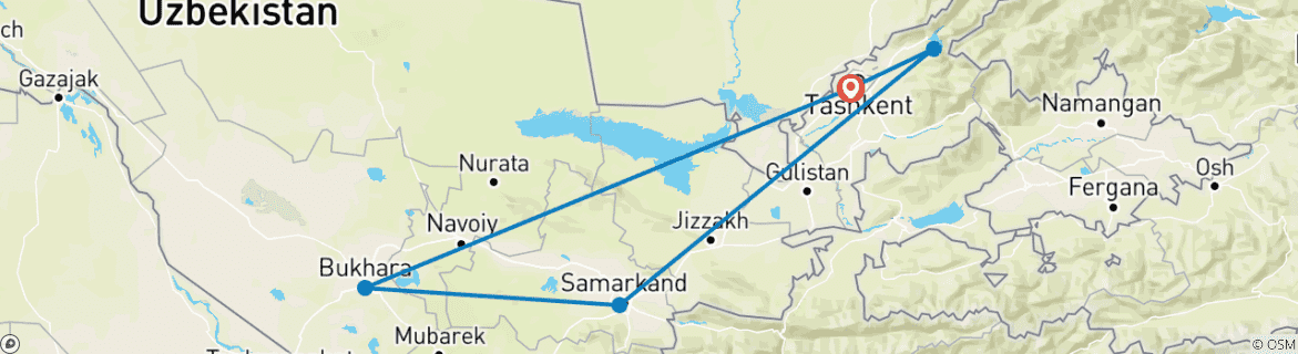 Carte du circuit Hors saison Fixer les départs UZBEKISTAN - PEARLS OF THE EAST