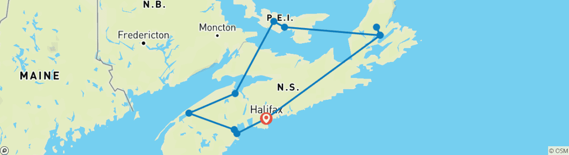 Karte von Atlantik-Kanada zum Verweilen
