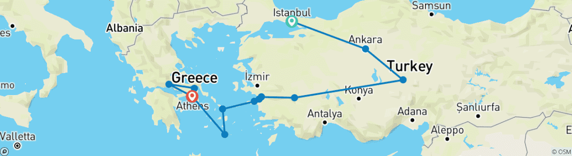 Map of Türkiye and Greece Complete (2025-26)