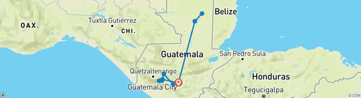 Map of Magical Guatemala in 6 days