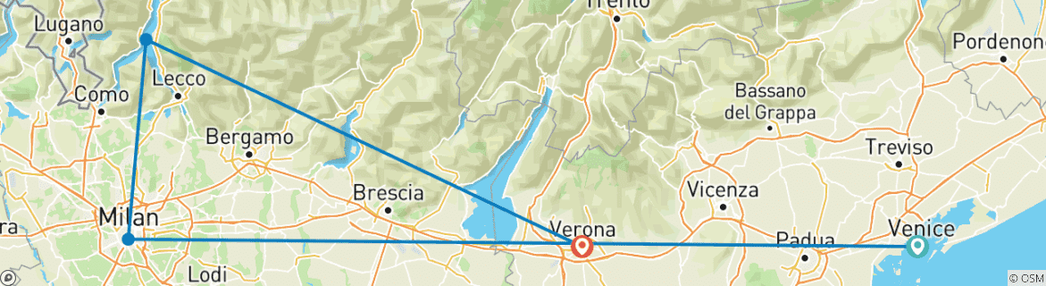 Mapa de Vacaciones de Ópera para Viajeros Gay: Milán, Verona, Venecia