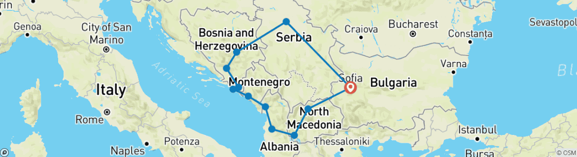 Karte mit der Reiseroute