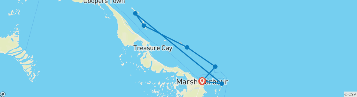 Map of Sailing flotilla in catamaran: April and May 2025 in the Bahamas Abaco Islands