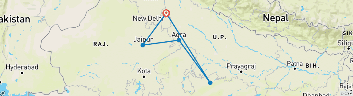 Karte mit der Reiseroute