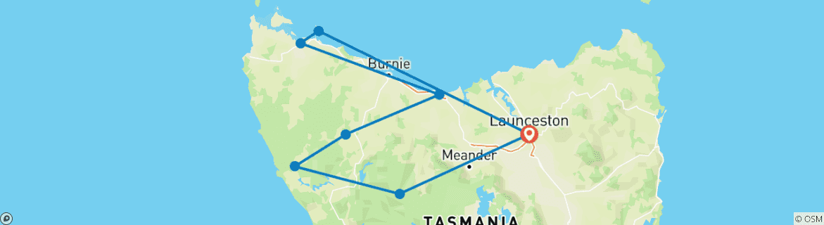 Map of Best of Tasmania's Tarkine & Cradle Mountain (8 destinations)