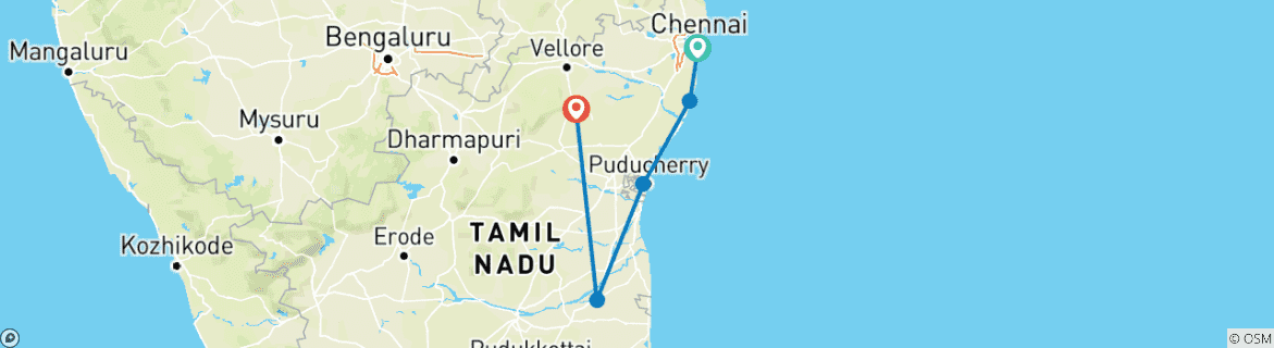 Image d'une carte montrant l'itinéraire du circuit