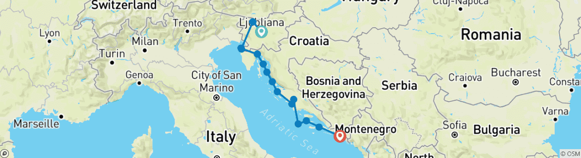 Map of Jewels of Slovenia with Croatian Island Discovery Ljubljana → Dubrovnik (2026)