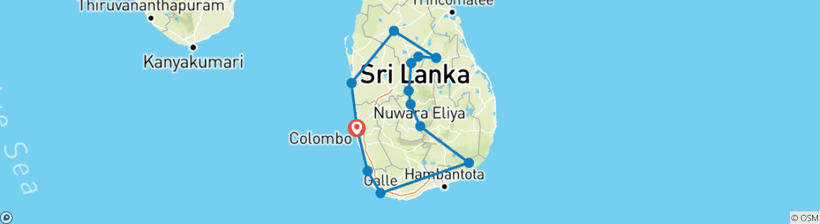 Image d'une carte montrant l'itinéraire du circuit