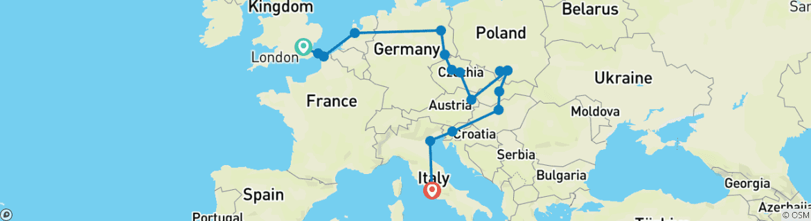 Foto van een kaart met de route van de rondreis