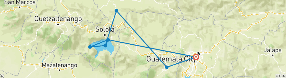 Carte du circuit Découverte du Guatemala 5 jours