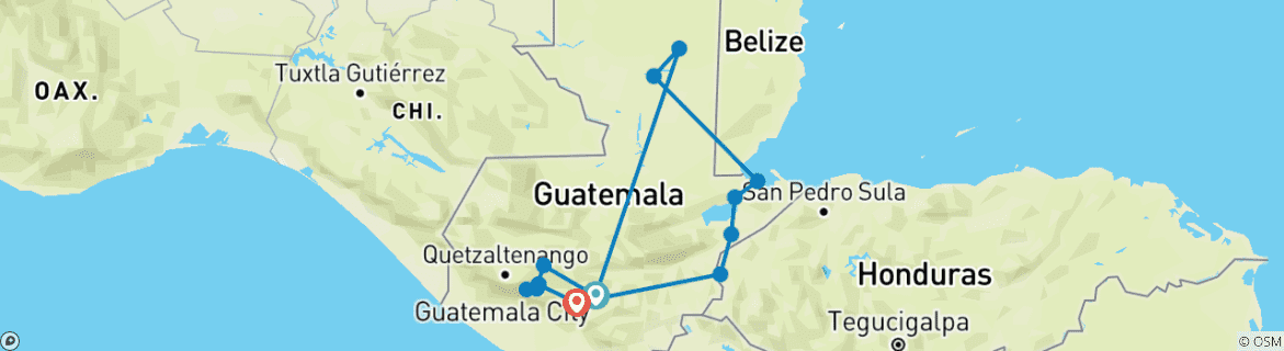 Map of Guatemala different  & Copan in 9 days