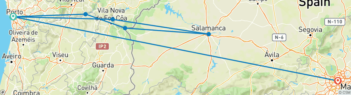 Map of Secrets of the Douro & Madrid 2026