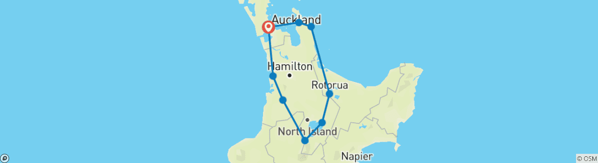 Map of Budget North Island Adventure - 7 days