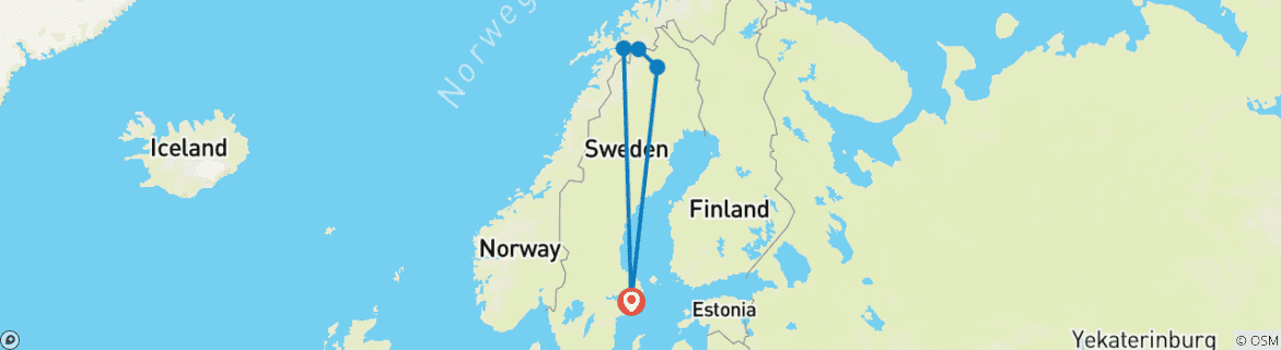 Carte du circuit Aventure du Nouvel An en Laponie suédoise, Björkliden