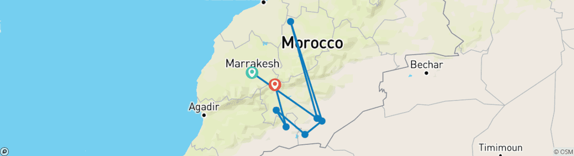 Karte von 5-Tage Marokko Silvester in der Wüste von Marrakech