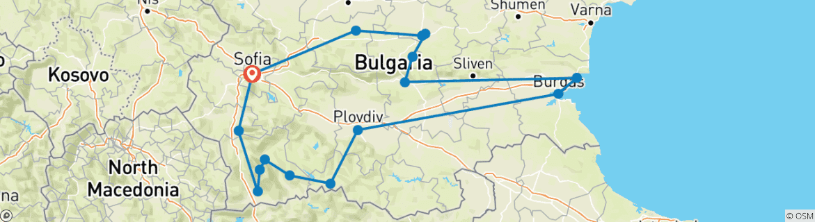 Map of Private family tour of Bulgaria: mountain activities, seaside and traditions