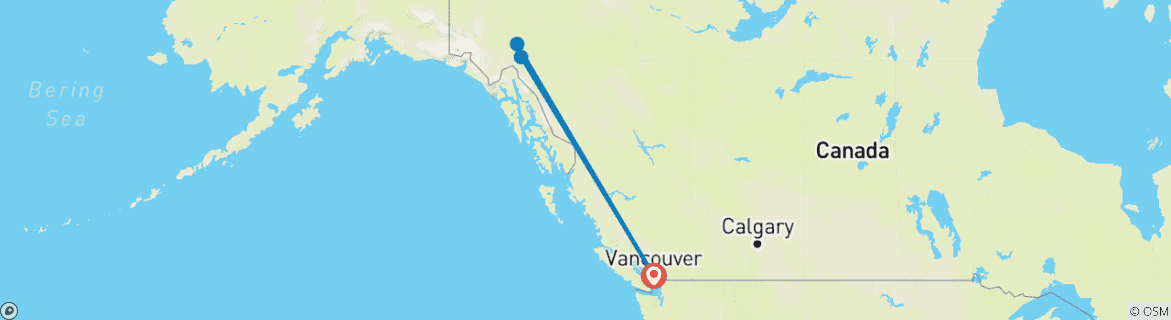 Map of Northern Lights Adventure: Whitehorse & Lakefront Cabin Getaway from Vancouver