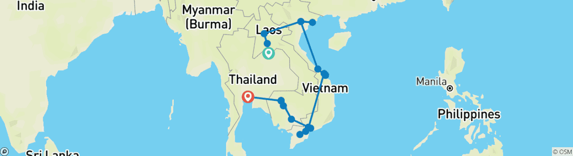 Map of Indochina Discovery (Partially Guided) - 23 days