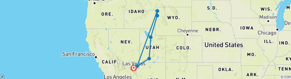 Map of Yellowstone Camping Adventure - 7 days