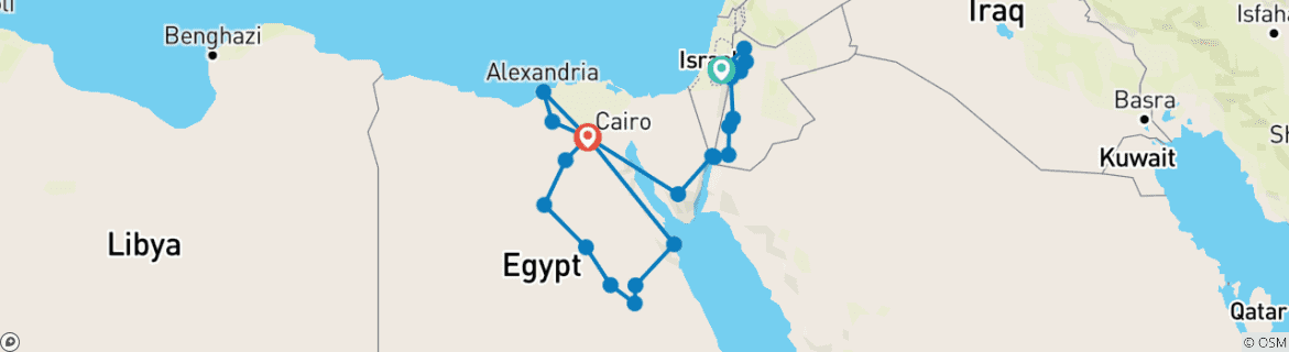 Map of All Jerusalem, Jordan and Egypt by land (including Dead Sea)