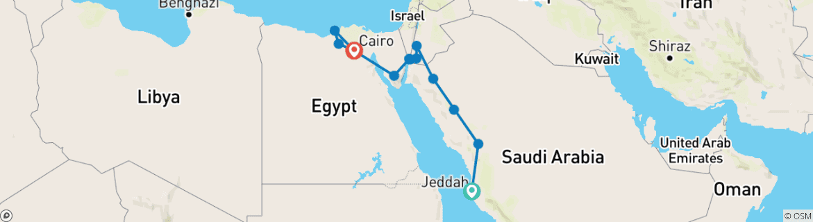 Map of Arabia, Jordan, Alexandria and Cairo