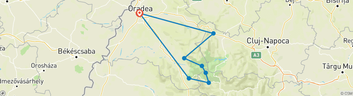 Image d'une carte montrant l'itinéraire du circuit