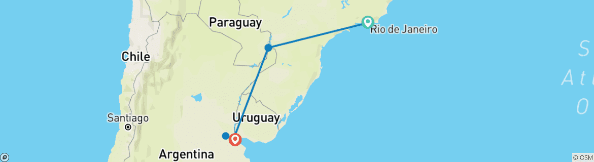 Map of Rio de Janeiro to Buenos Aires (Superior) - 9 days