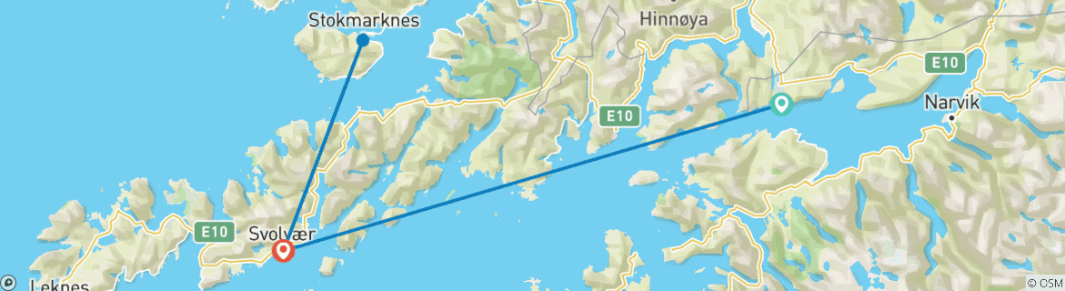 Map of Experience Lofoten - on the road on the Arctic Route