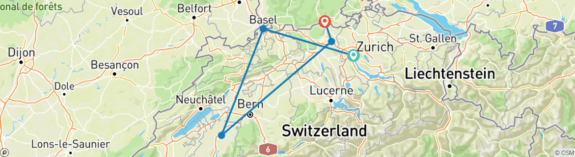 Foto van een kaart met de route van de rondreis