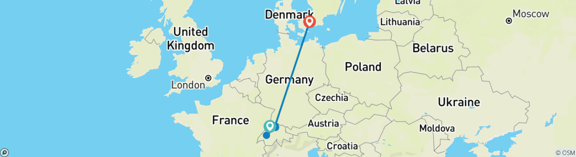 Foto van een kaart met de route van de rondreis