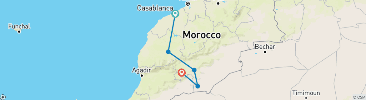 Image d'une carte montrant l'itinéraire du circuit