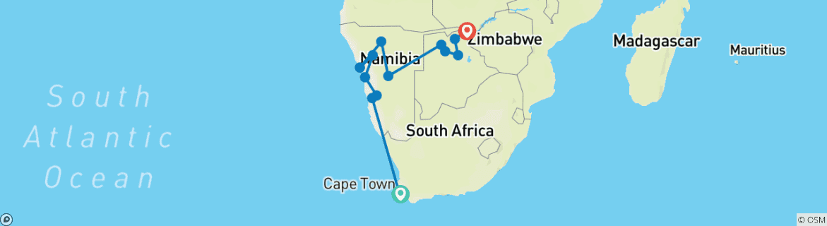 Map of Cape to Victoria Falls Explorer