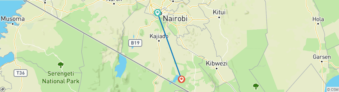 Map of 3 DAYS SAFARI AMBOSELI NATIONAL PARK