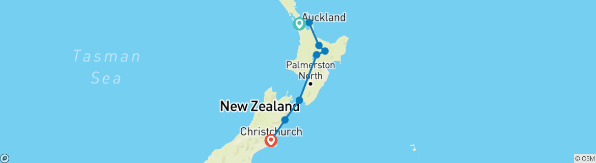 Map of New Zealand's North Island Adventure