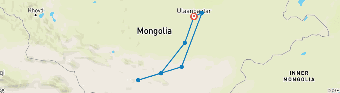 Foto van een kaart met de route van de rondreis