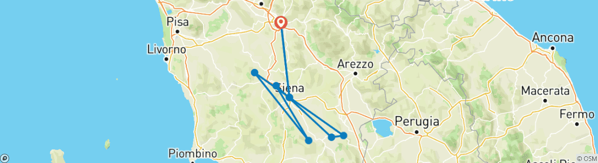 Image d'une carte montrant l'itinéraire du circuit