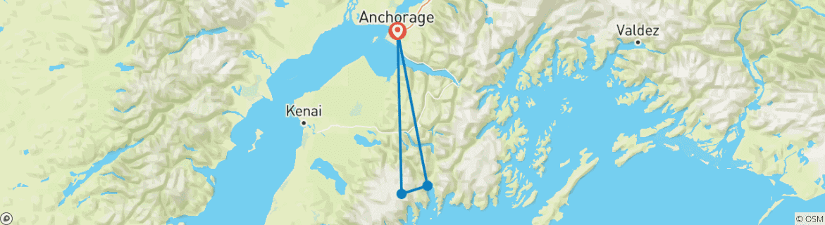 Map of Alaska Kenai Camping - 4 days