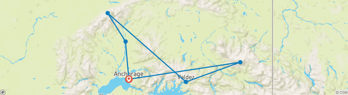 Map of Central Alaska Summer Camping - 11 days