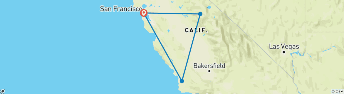 Map of Yosemite Hiking & Camping - 3 days